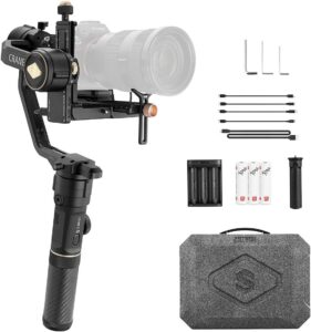Stabilizzatore gimbal 3 assi Zhiyun Crane 2S per fotocamere DSLR e mirrorless, ideale per riprese professionali stabili.