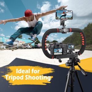 Zeadio Fotocamera Smartphone Stabilizzatore, ideale per ottenere riprese stabili con DSLR, iPhone e Android. Maniglia pieghevole e design pratico.
