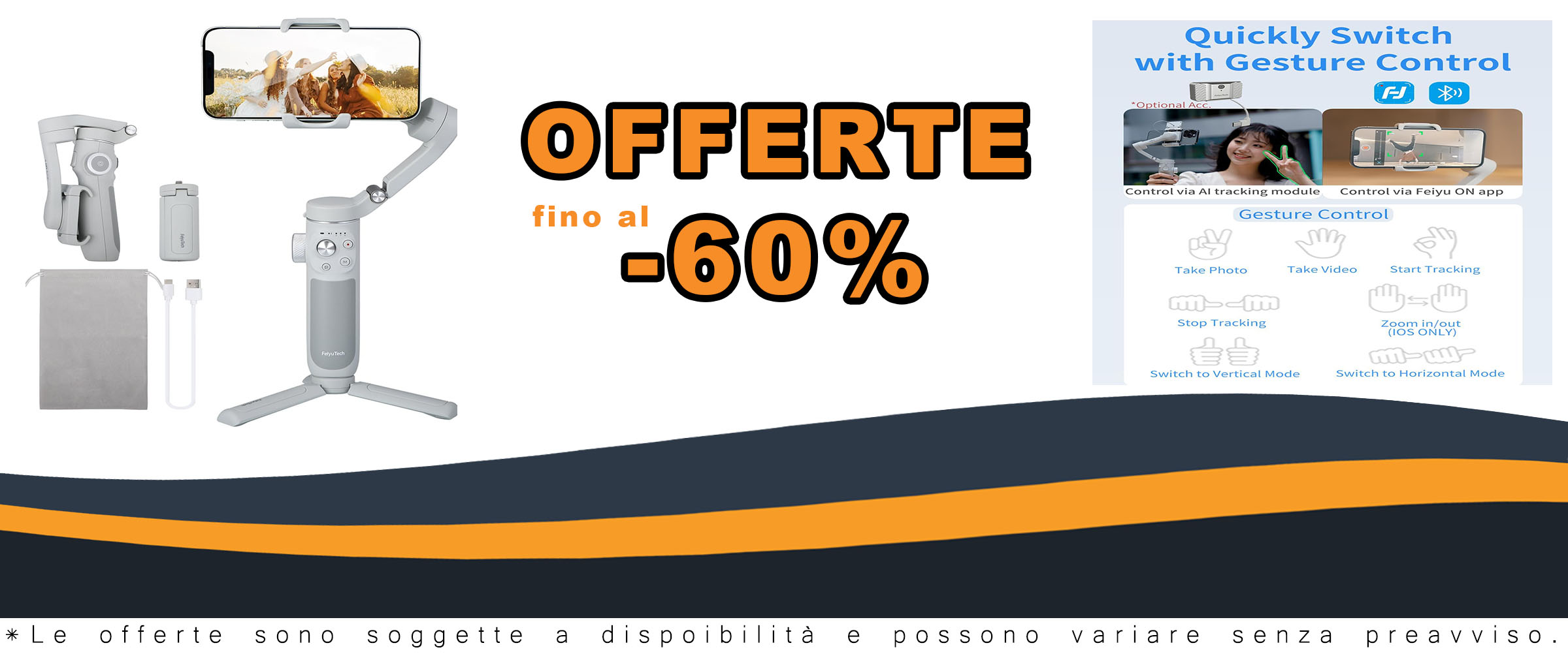 FeiyuTech VB 4SE Stabilizzatore per smartphone con giunto cardanico pieghevole a 3 assi  