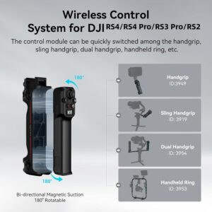 Maniglia di controllo wireless SMALLRIG per DJI RS 4, RS 4Pro, RS 2 e RS 3 Pro, impugnatura pieghevole con modulo di controllo
