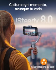 Hohem iSteady X3 SE Gimbal Smartphone, stabilizzatore a 3 assi, compatibile con smartphone, design pieghevole e telecomando staccabile