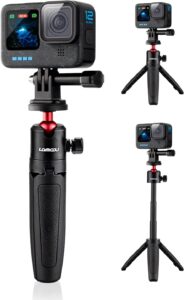 Lammcou Mini Treppiede Actioncam con asta di prolunga, Selfie Stick e adattatore per GoPro Hero e altre action cam