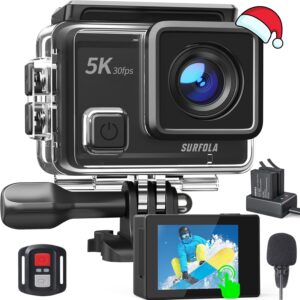 Surfola Action Cam 5K 30FPS 24MP, macchina fotografica subacquea con touchscreen e accessori