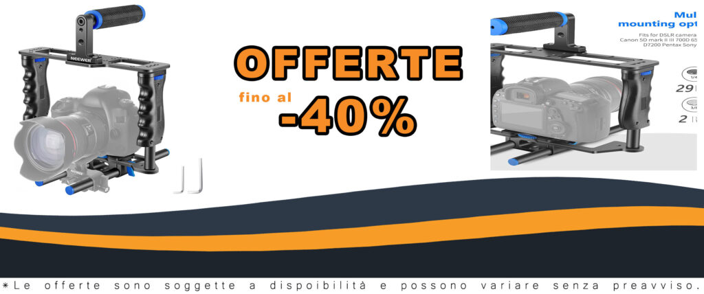 Neewer Gabbia di Videocamera Kit in Lega d'Alluminio con manico e barre da 15mm per fotocamera DSLR