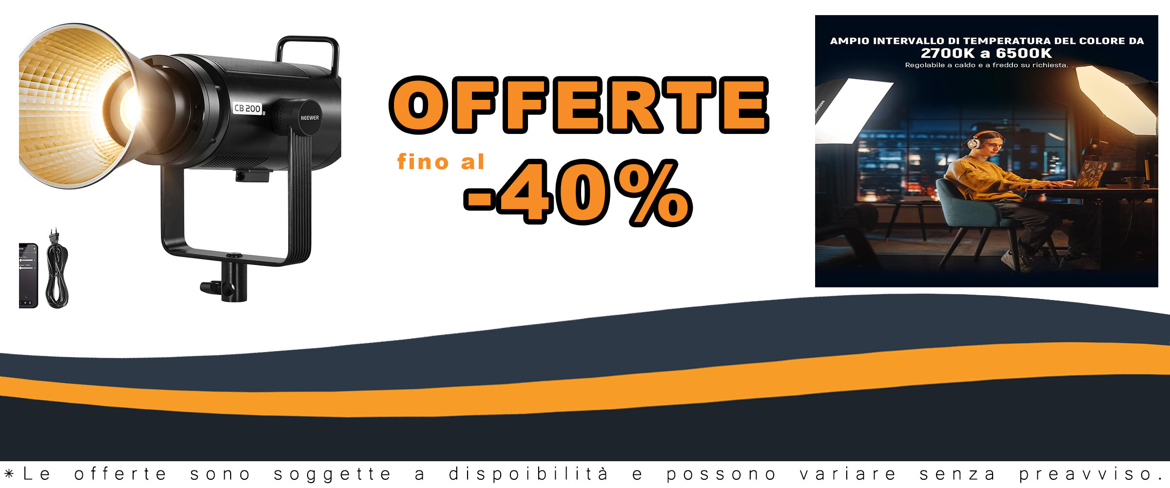 Neewer CB200B 210W Luce Video LED per Fotografia e Video con Controllo 2,4G