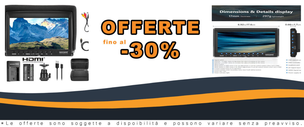 Neewer F100 Monitor da Campo 7” HD con batteria a litio, display IPS 1280x800, HDMI e borsa di trasporto