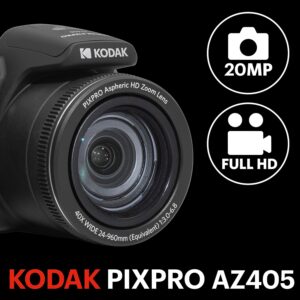 KODAK Pixpro Astro Zoom AZ405 - Fotocamera digitale bridge con Zoom 40x e grandangolo 24mm, ideale per foto e video di alta qualità