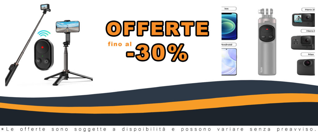 TELESIN 3-in-1 Bastone Selfie con telecomando Bluetooth per GoPro e smartphone