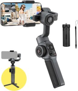Zhiyun Smooth 5 Stabilizzatore Gimbal per Smartphone, compatibile con iPhone e Android, per riprese video stabili.