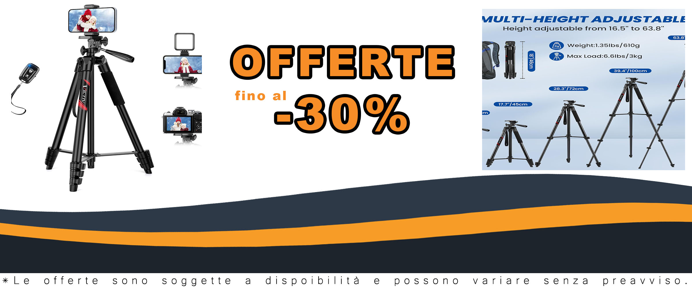 Treppiede portatile per smartphone Victiv 162cm con telecomando, compatibile con iPhone, Samsung e Huawei.