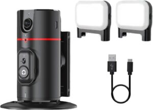 Stabilizzatore Gimbal a 360° Reykentu con tracking automatico e luce di riempimento per smartphone, ideale per riprese stabili e professionali