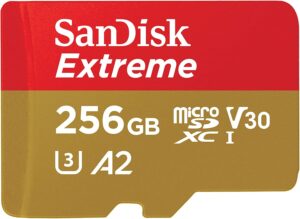 SanDisk 256GB Extreme microSDXC con adattatore SD, RescuePro Deluxe e prestazioni A2 per smartphone e fotocamere 4K