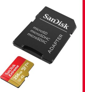 SanDisk 256GB Extreme microSDXC con adattatore SD, RescuePro Deluxe e prestazioni A2 per smartphone e fotocamere 4K