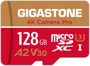 GIGASTONE Scheda di Memoria 128 GB, ideale per GoPro, DJI e droni, con velocità fino a 100 MB/s