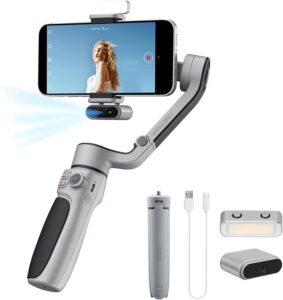 Zhiyun CINEPEER CQ5 Combo Gimbal Stabilizer per Smartphone, con stabilizzazione a 3 assi, controllo gestuale, luce LED e app di controllo per video e vlog