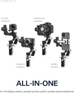 FeiyuTech SCORP Mini Gimbal per fotocamera, smartphone e action camera con AI Tracker e luce di riempimento