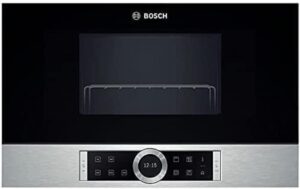 Microonde BOSCH BEL634GS1 da 21 litri con classe energetica A++ e design elegante, ideale per riscaldare e cuocere in modo uniforme.
