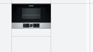 Microonde BOSCH BEL634GS1 da 21 litri con classe energetica A++ e design elegante, ideale per riscaldare e cuocere in modo uniforme.