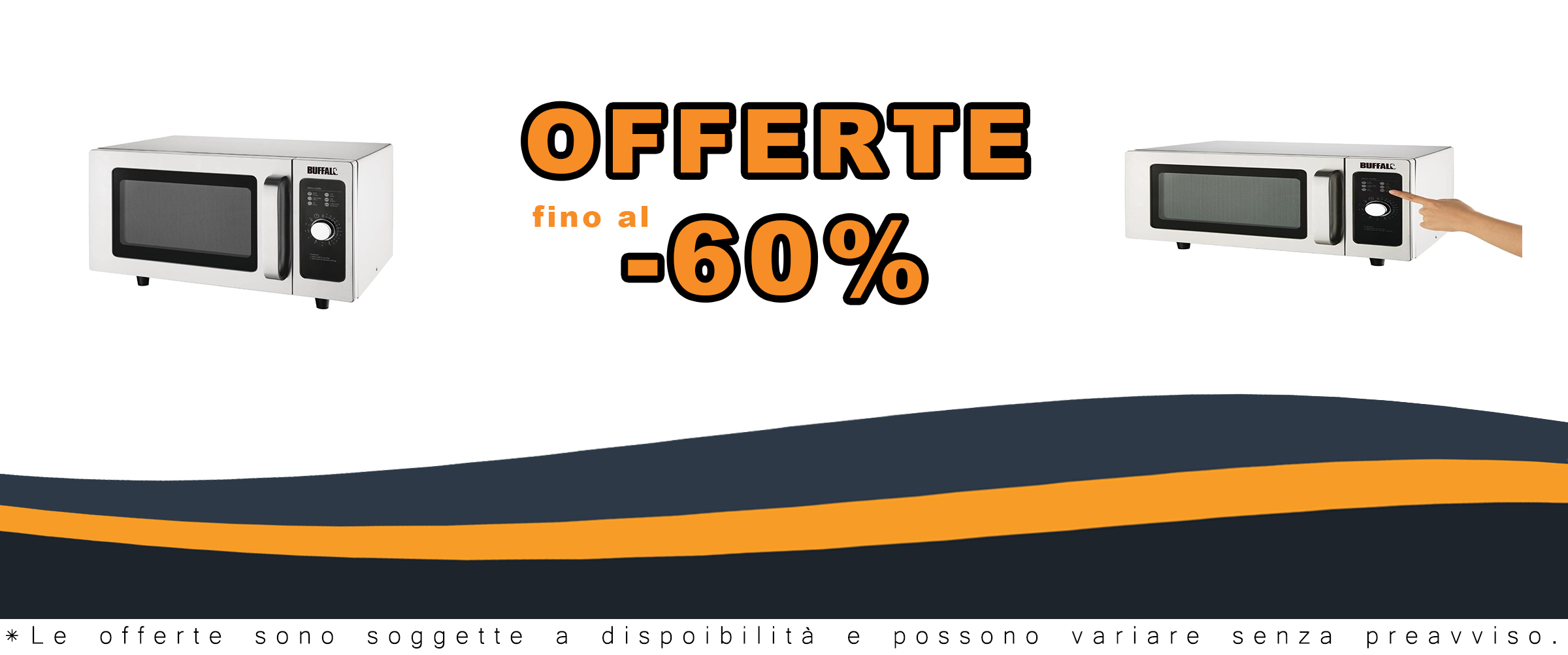 Microonde commerciale Buffalo 25L 1000W, ideale per ristoranti e attività professionali, con una potenza di 1000W e design compatto.