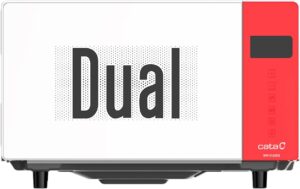 Microonde CATA MM 5120DG con grill 800 W, bianco avorio e rosso, design retrò  