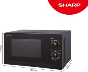 Sharp R20DKM 20L Solo forno a microonde, 800W, nero, in cucina, riscaldamento rapido