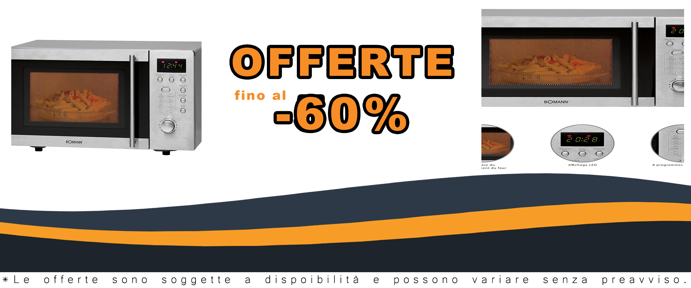 Microonde Bomann® con grill 1000 watt e 8 programmi automatici  