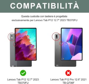 Tastiera magnetica retroilluminata per Lenovo Tab P12, ideale per un uso comodo e pratico, disponibile in verde scuro.