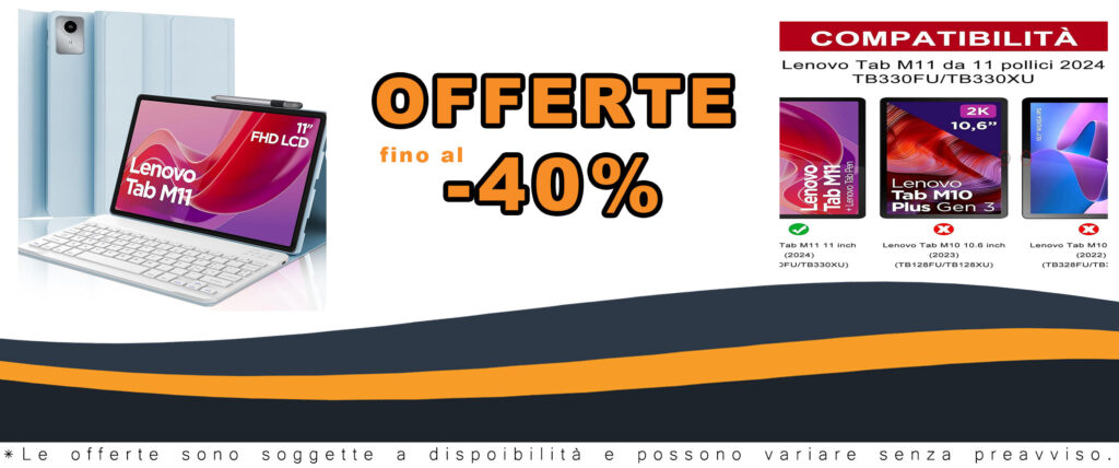 Custodia tastiera Lenovo Tab M11 11" in Blu Chiaro con funzionalità Auto Wake/Sleep e supporto Bluetooth 5.0