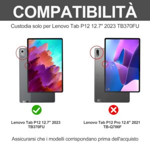 Cover con Tastiera Bluetooth Wireless per Lenovo Tab P12, Design Slim e Leggero, Rosa  