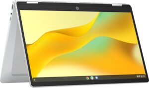HP Chromebook x360 14b-cd0001sl con display touch da 14" FHD, processore Intel Celeron N100 e design elegante in argento