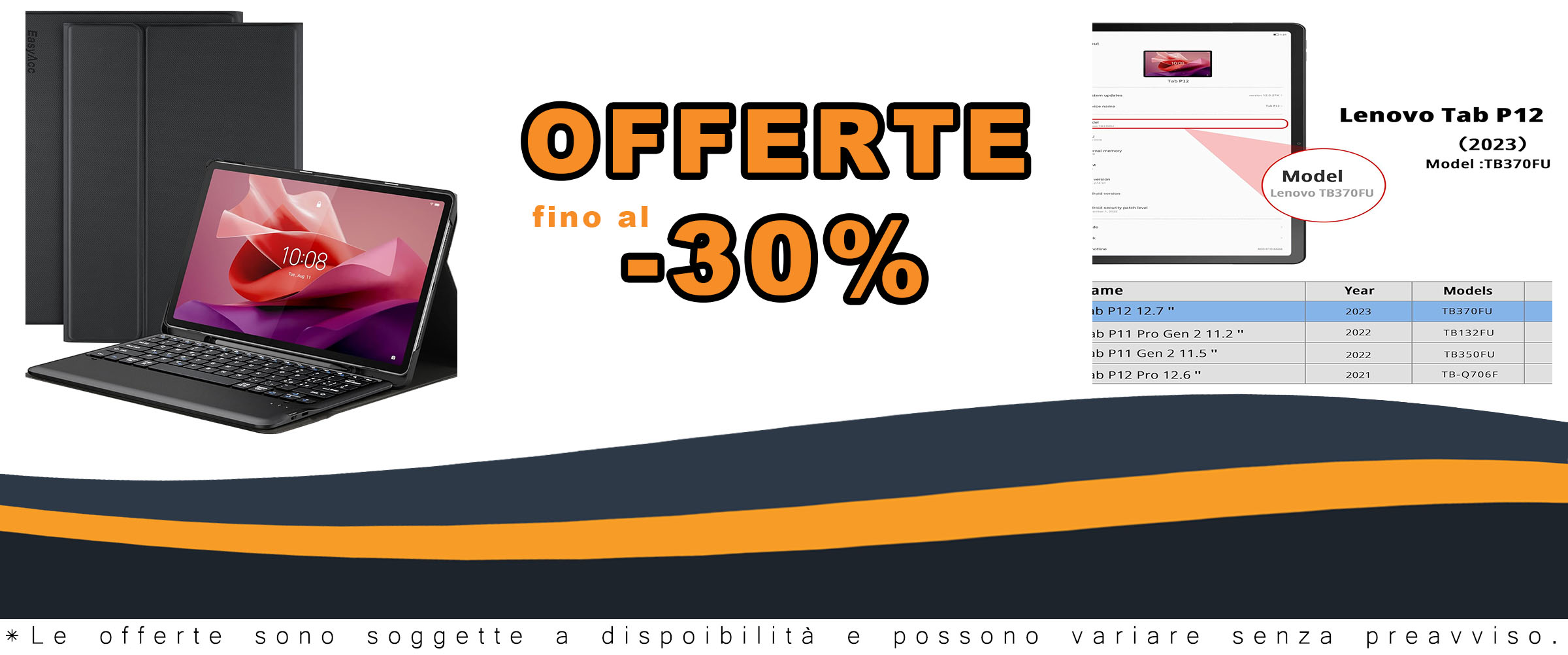 EasyAcc Cover Custodia con Tastiera per Lenovo Tab P12 2023, rimovibile con layout italiano  