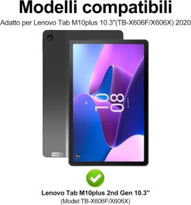 Tastiera retroilluminata per Lenovo Tab M10 Plus 2nd Gen 2020 in verde scuro, magnetica e rimovibile, ideale per migliorare la produttività