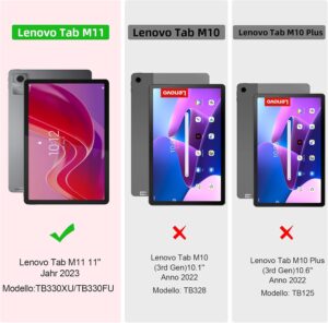 Immagine della custodia tastiera per Lenovo Tab M11 11'' con supporto per penna, tastiera rimovibile Bluetooth, e design elegante e protettivo.