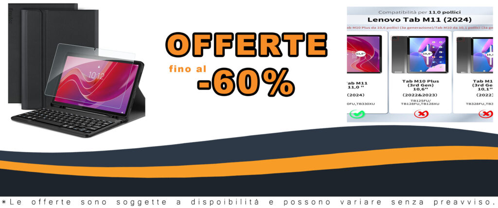 EasyAcc Cover Custodia Tastiera compatibile con Lenovo Tab M11 TB330, colore nero, con pellicola protettiva, tastiera italiana rimovibile e portapenne.