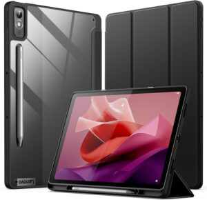 Custodia JETech trasparente e rigida per Lenovo Tab P12, con supporto trifold e stilo holder
