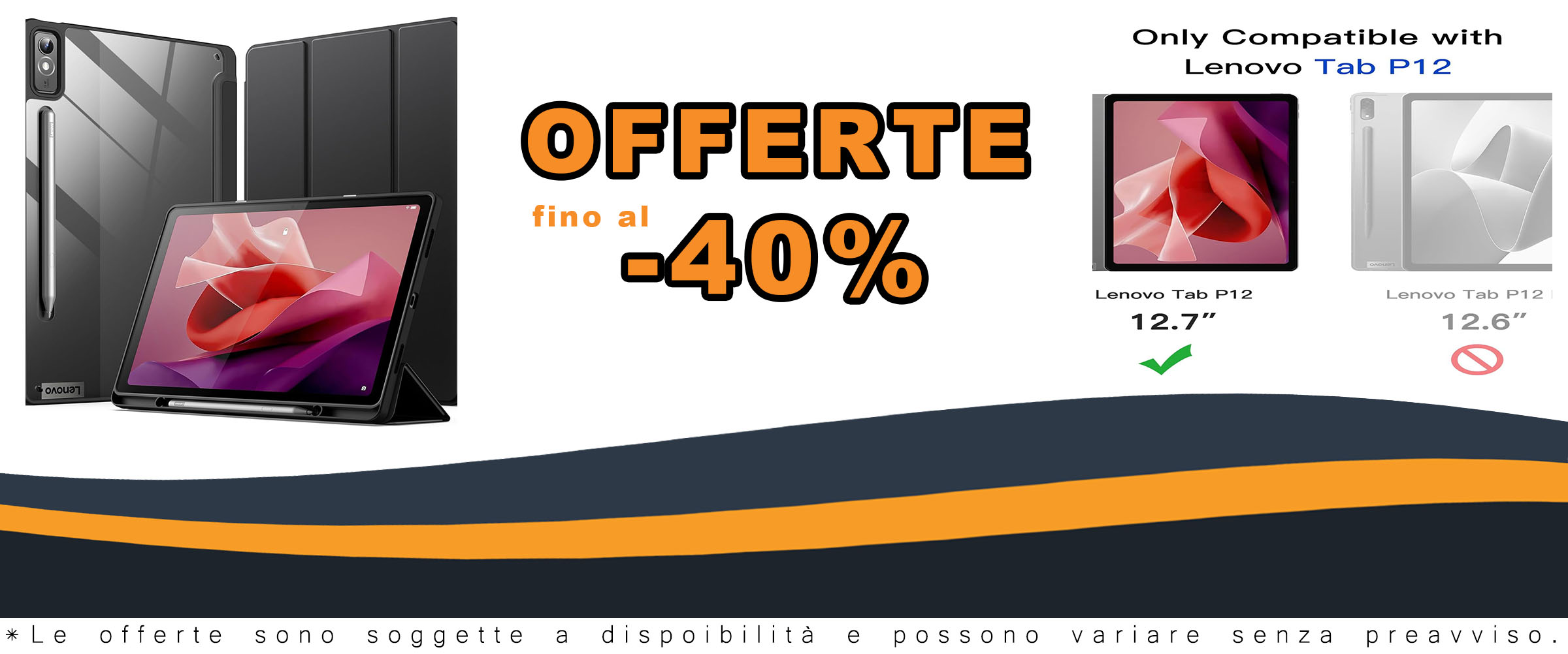 Custodia JETech trasparente e rigida per Lenovo Tab P12, con supporto trifold e stilo holder