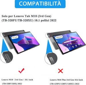Custodia con tastiera Bluetooth per Lenovo Tab M10 (3rd Gen) da 10.1", colore nero, ideale per aumentare la produttività e proteggere il dispositivo.