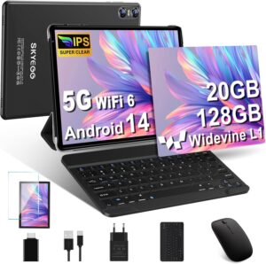 SKYEGG Tablet 10 Pollici Android 14 con tastiera, mouse e custodia, nero