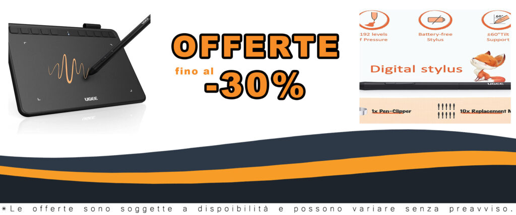 Tavoletta grafica UGEE S640 con 8192 livelli di pressione e penna senza batteria, perfetta per disegnare e progettare digitalmente.