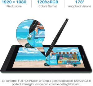 Immagine della HUION Kamvas 13 Tavoletta Grafica, monitor da 13,3 pollici con penna PW517 e supporto Android