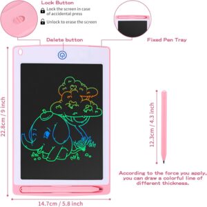 Coolzon Tavoletta Grafica LCD 10 Pollici con adesivi di cartoni animati, perfetta per bambini e adulti, colore rosa.
