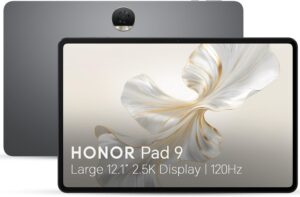 Immagine del tablet HONOR Pad 9 con display 12,1" e 8GB di RAM, visualizzata in Space Grey