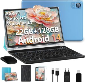 Tablet Android 14 10 pollici con 22GB RAM, 128GB ROM, display grande e accessori inclusi