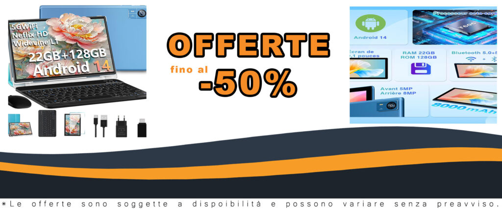 Tablet Android 14 10 pollici con 22GB RAM, 128GB ROM, display grande e accessori inclusi