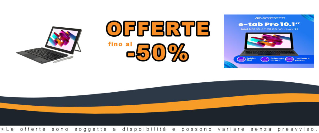 MICROTECH E-Tab Pro 10.1" Tablet 2 in 1 con CPU N5105, 8GB RAM e 128GB memoria, includendo tastiera italiana e penna e-note