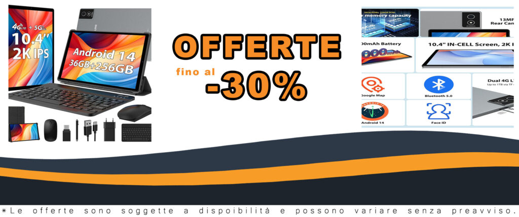 MIXLURE Tablet 10,4 Pollici Android 14 con processore Octa-Core, 36GB RAM, 256GB ROM, e fotocamera da 13 MP