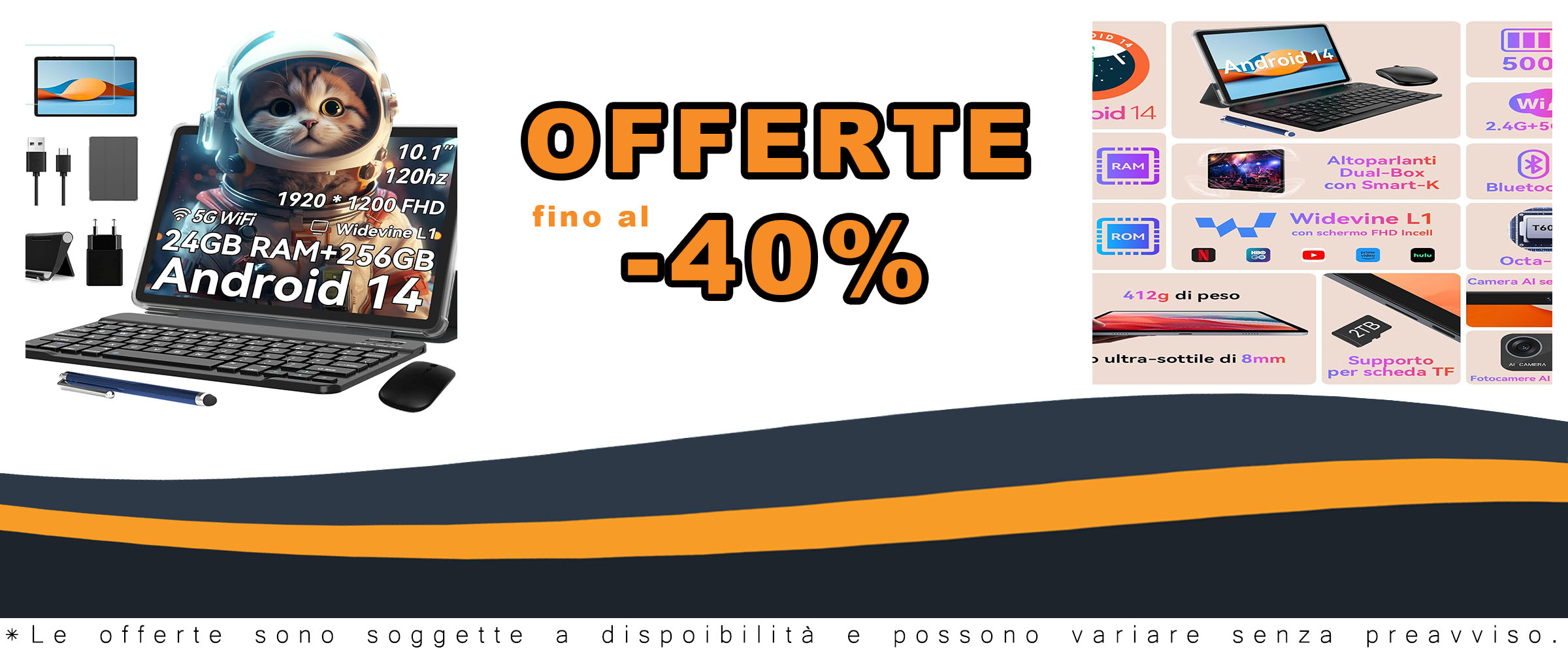 Immagine del BESTTAB Android 14 Tablet 10 Pollici con 24GB RAM e 256GB ROM  