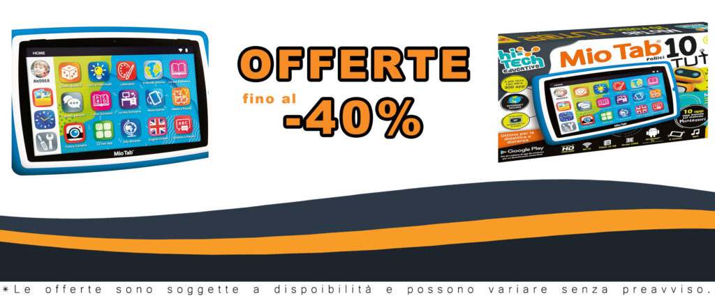 LISCIANI-Mio Tab 10" Tutor XL 2022, un tablet educativo colorato per bambini, ideale per sviluppare capacità sensoriali e coordinazione occhio-mano.