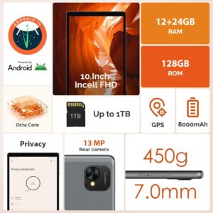 FORUSER Tablet 10 Pollici Android 14 con tastiera e mouse inclusi, perfetto per lavoro e intrattenimento