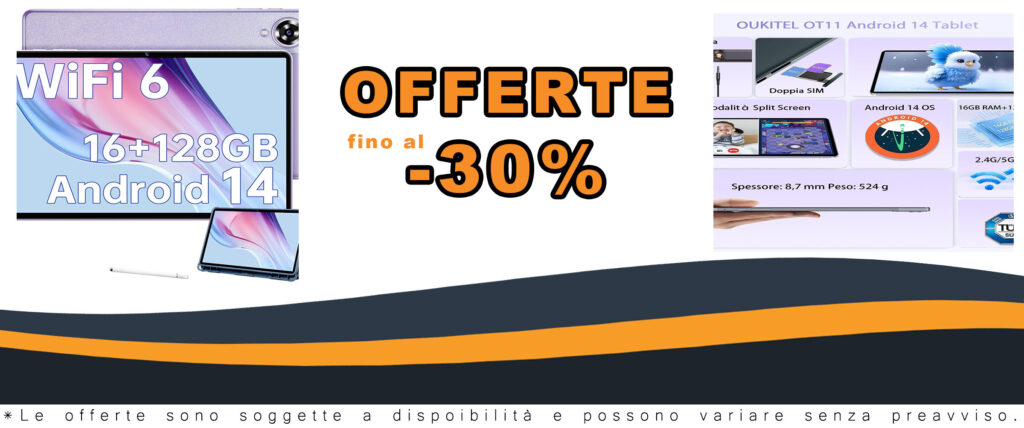 OUKITEL OT11 Tablet 11 Pollici con display Full HD, fotocamera da 13 MP, e batteria da 8000mAh